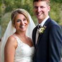 Happy couple Chloe and David on their wedding day.